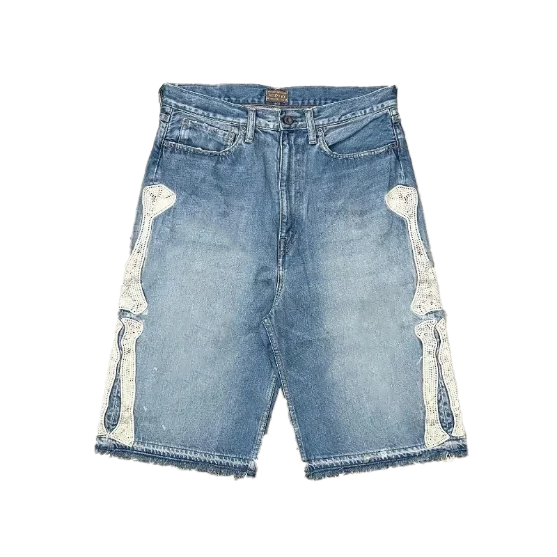 Retro Skeleton Denim Shorts